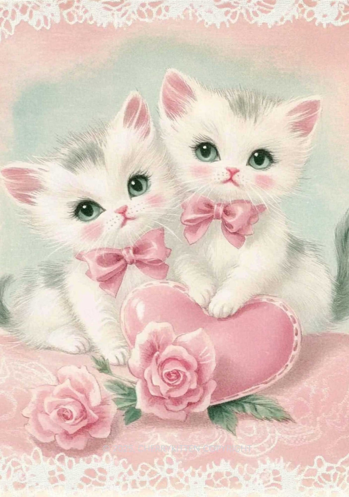 Rose Kitties Y2K Print Slip Dress Cherrykitten