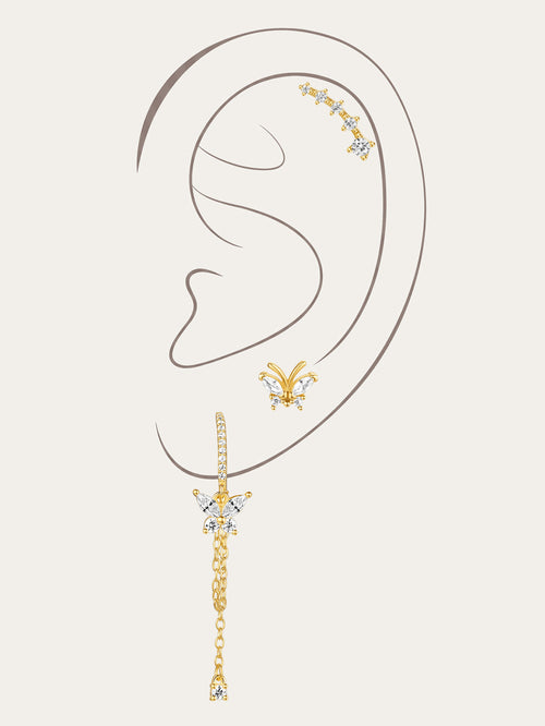 KOSINER 925 Sterling Silver Delicate Butterfly Set