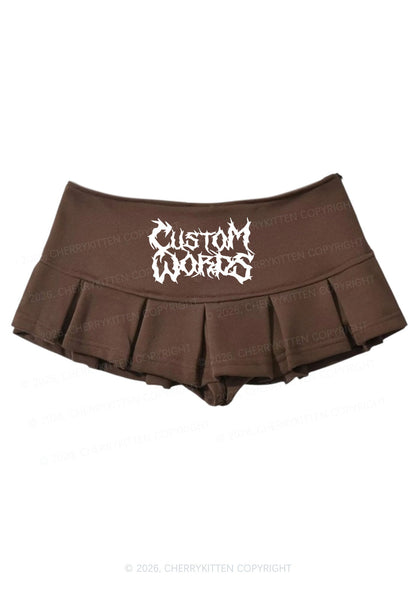 Custom Text Punk Font Y2K Mini Pleated Skirts Cherrykitten