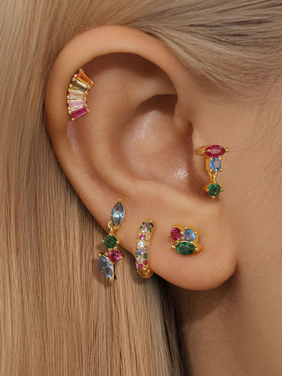 KOSINER 925 Sterling Silver Colorful Spliced Set