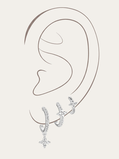 KOSINER 925 Sterling Silver Versatile Four-Petal Flower Set