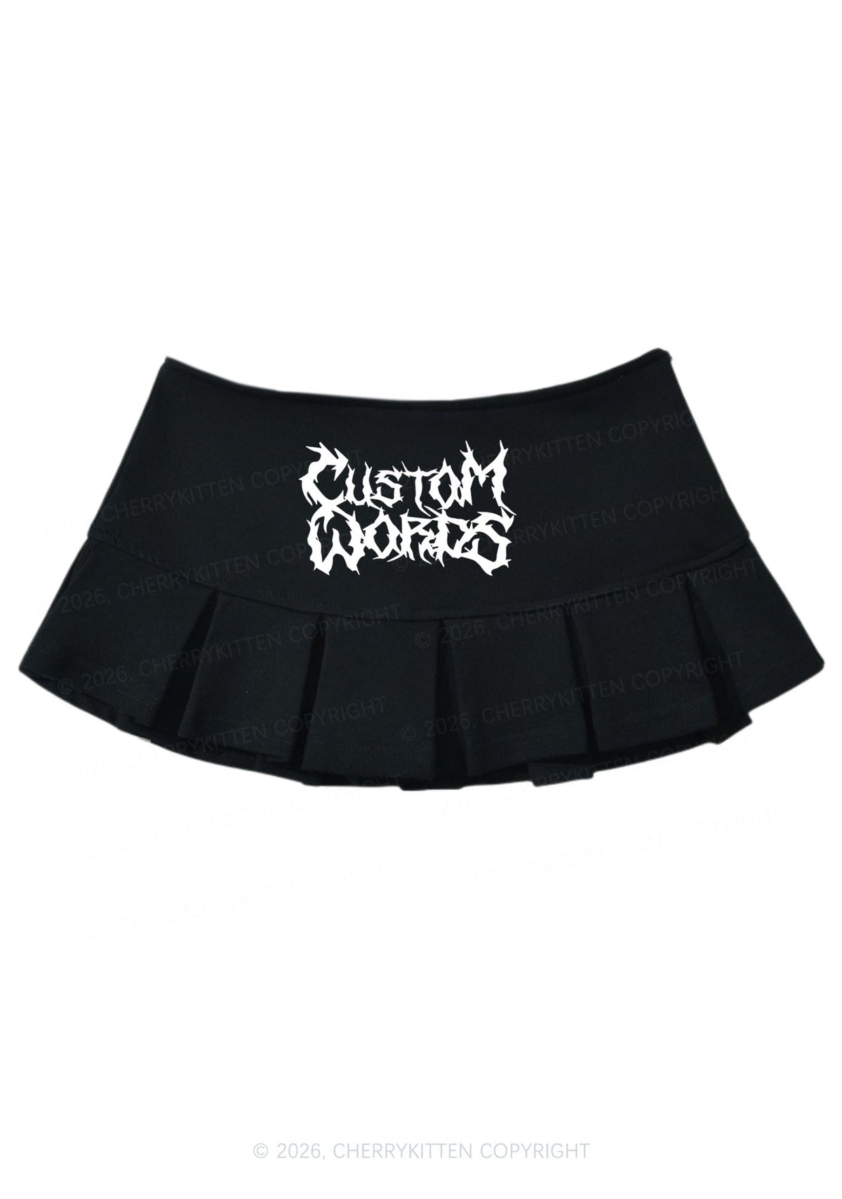 Custom Text Punk Font Y2K Mini Pleated Skirts Cherrykitten