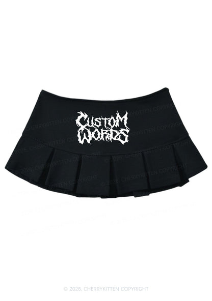 Custom Text Punk Font Y2K Mini Pleated Skirts Cherrykitten