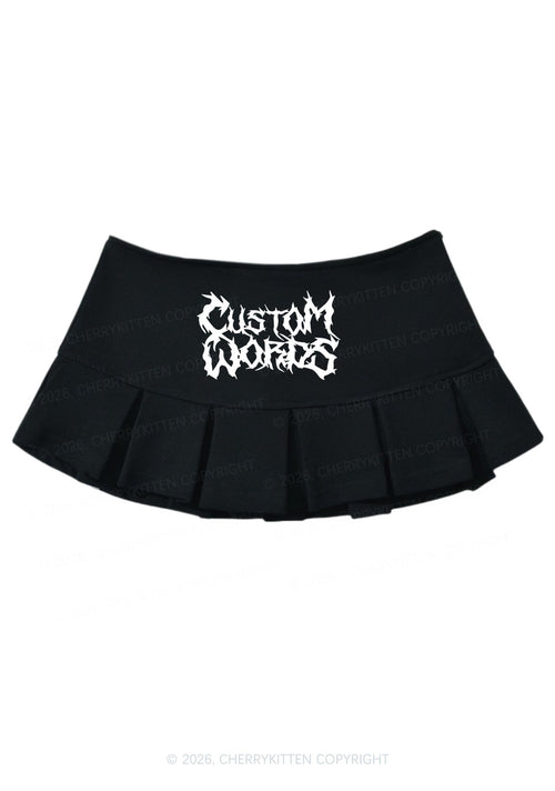 Custom Text Punk Font Y2K Mini Pleated Skirts Cherrykitten