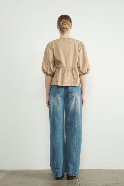 High waisted side seam detail denim