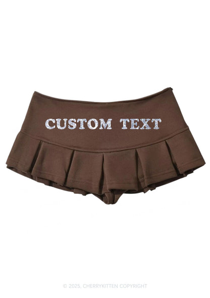 Custom Text Glitter Y2K Mini Pleated Skirts Cherrykitten