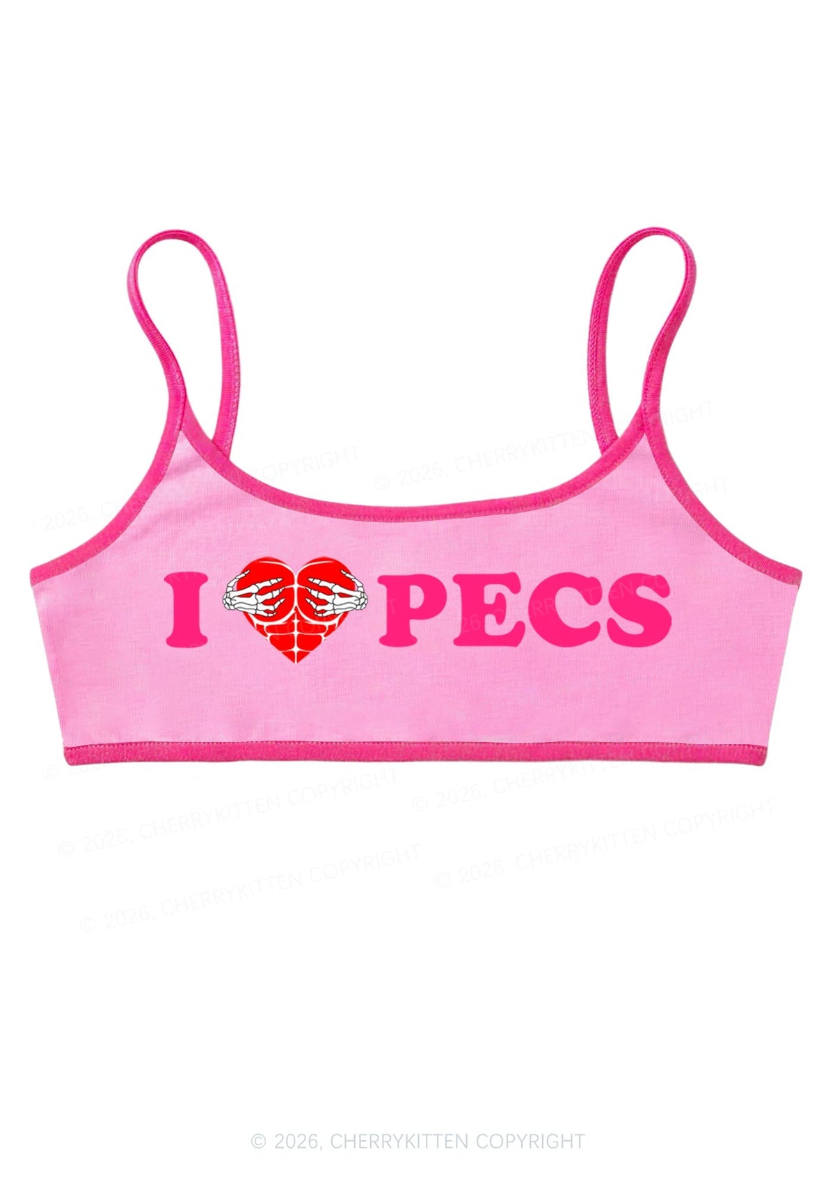 I Love Pecs Y2K Super Crop Cami Cherrykitten