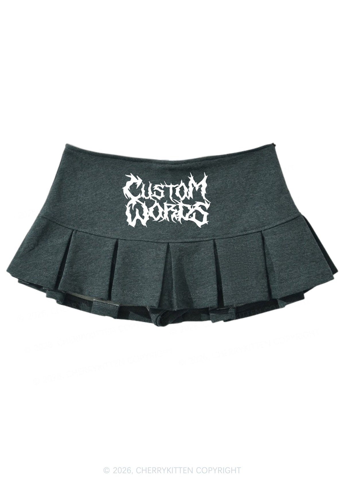 Custom Text Punk Font Y2K Mini Pleated Skirts Cherrykitten