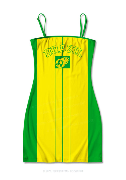 Green Yellow Vertical Stripe Y2K Print Slip Dress Cherrykitten