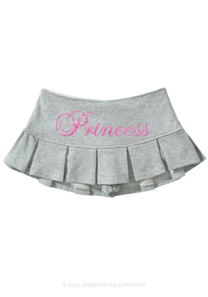 Glitter Princess Y2K Mini Pleated Skirts Cherrykitten