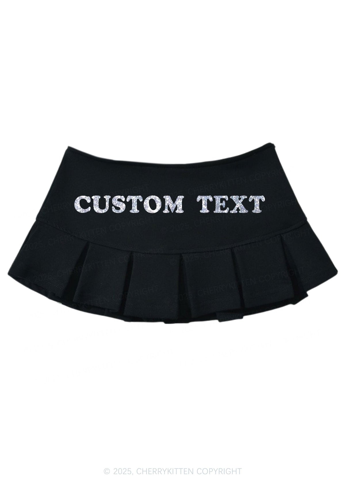 Custom Text Glitter Y2K Mini Pleated Skirts Cherrykitten