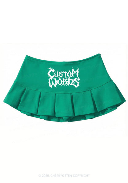 Custom Text Punk Font Y2K Mini Pleated Skirts Cherrykitten