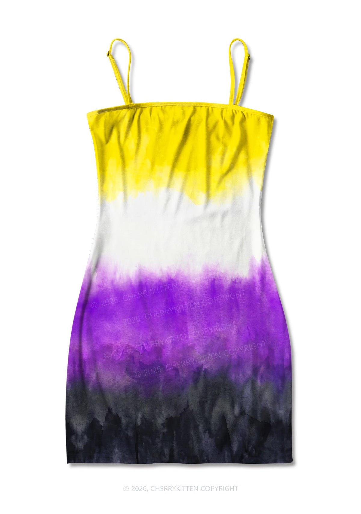 Nonbinary Tie Dye Pride Y2K Print Slip Dress Cherrykitten