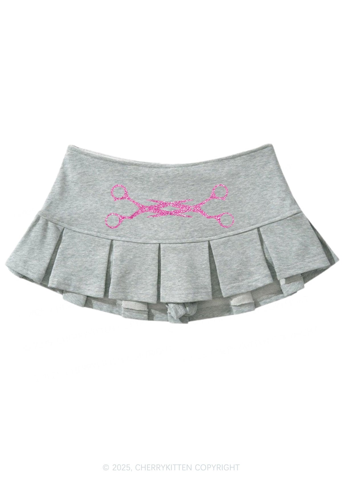 Glitter Pink Scissor Pride Y2K Mini Pleated Skirts Cherrykitten