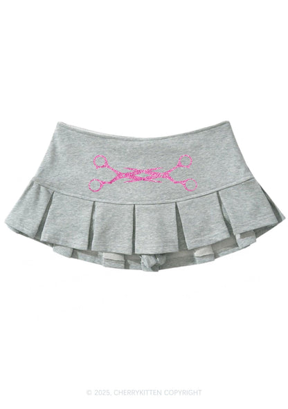 Glitter Pink Scissor Pride Y2K Mini Pleated Skirts Cherrykitten
