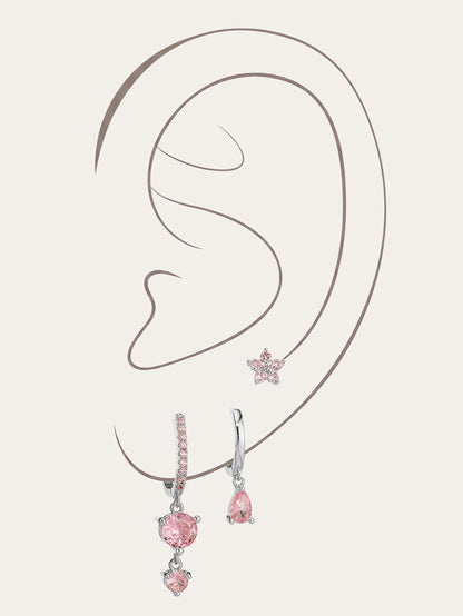 KOSINER 925 Sterling Silver Romantic Pink 3-Piece Set