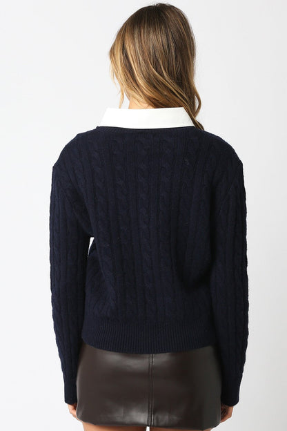Tessa Two for One Sweater - Navy