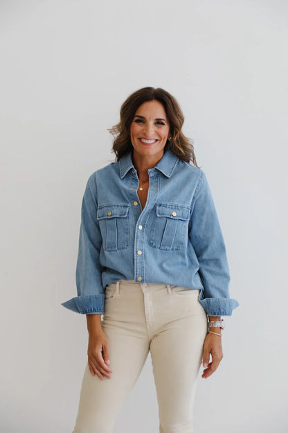 The Birdie Top-Denim
