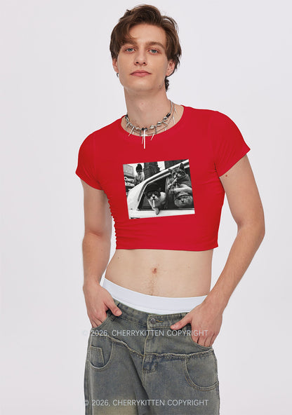 Cats Smoke In Car Y2K Baby Tee Cherrykitten