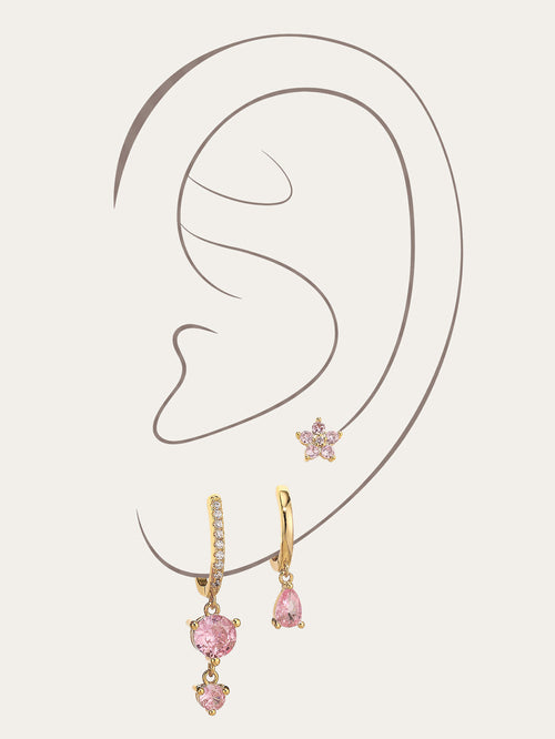 KOSINER 925 Sterling Silver Romantic Pink 3-Piece Set