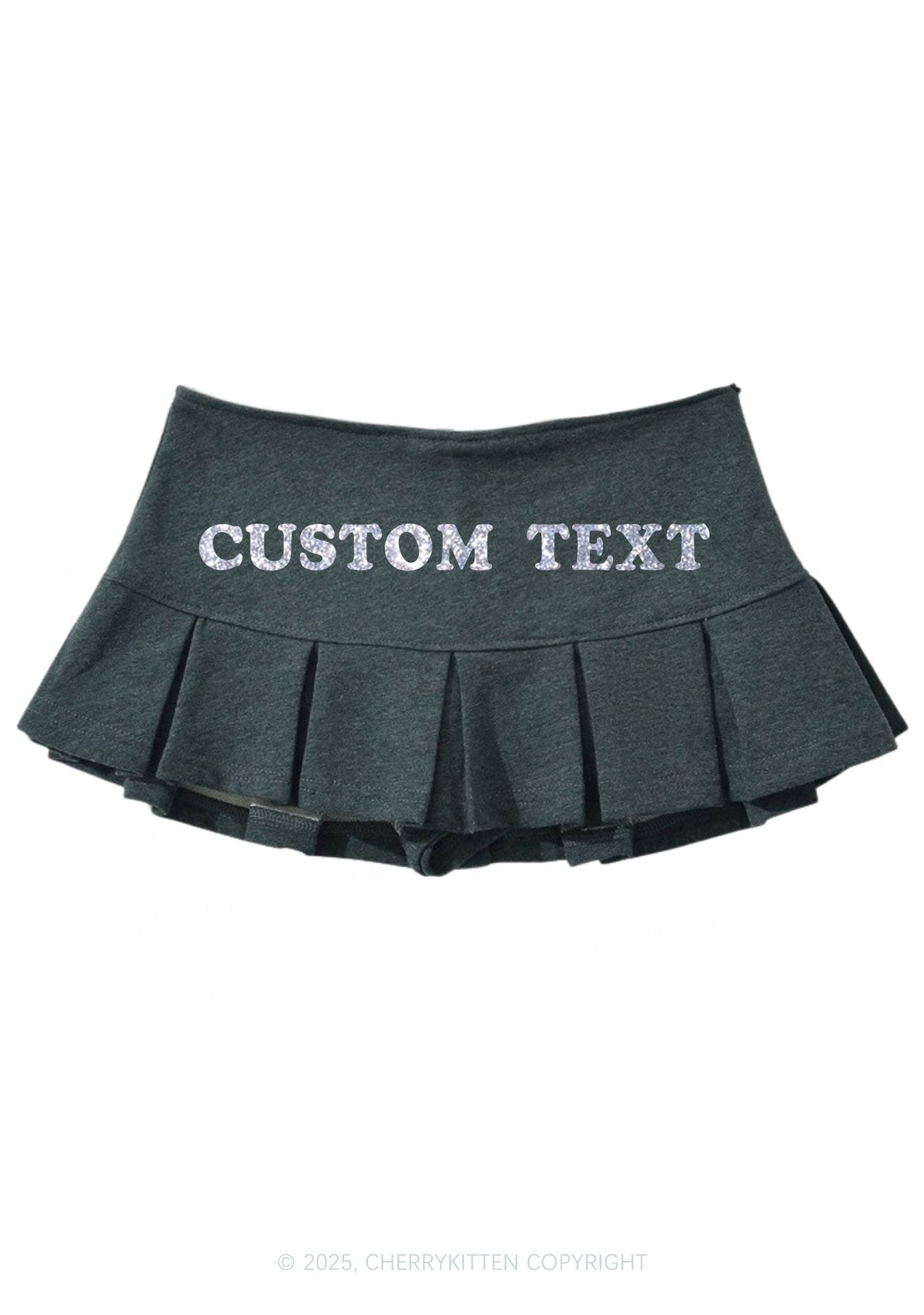 Custom Text Glitter Y2K Mini Pleated Skirts Cherrykitten