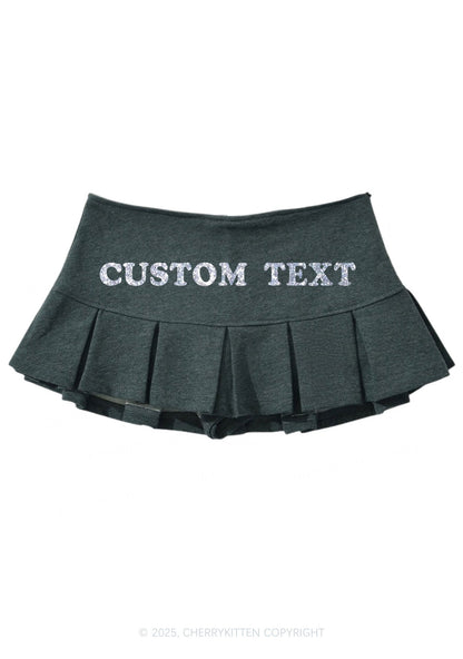 Custom Text Glitter Y2K Mini Pleated Skirts Cherrykitten