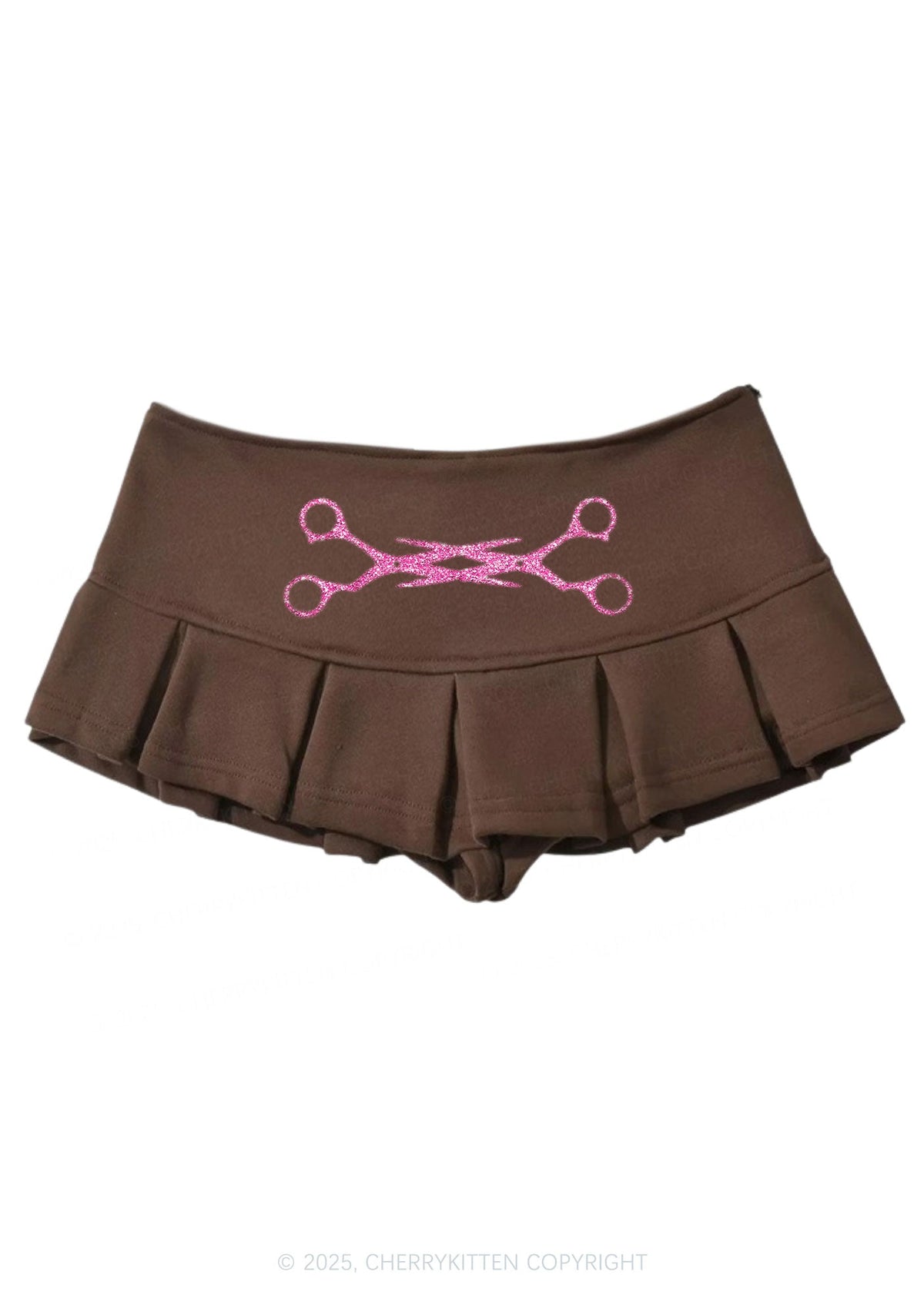Glitter Pink Scissor Pride Y2K Mini Pleated Skirts Cherrykitten