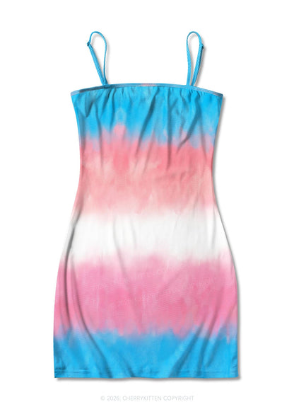 Trans Flag Pride Y2K Print Slip Dress Cherrykitten