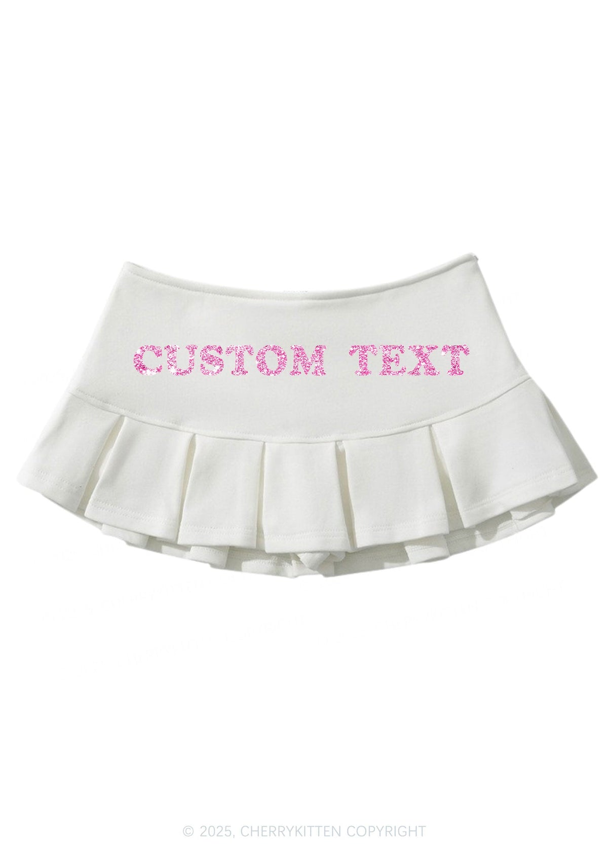 Custom Text Glitter Y2K Mini Pleated Skirts Cherrykitten