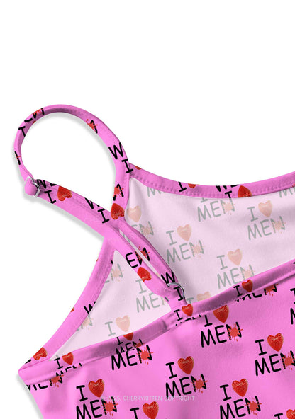 Love Me Not Men Pink Valentine's Day Y2K Print Slip Dress Cherrykitten