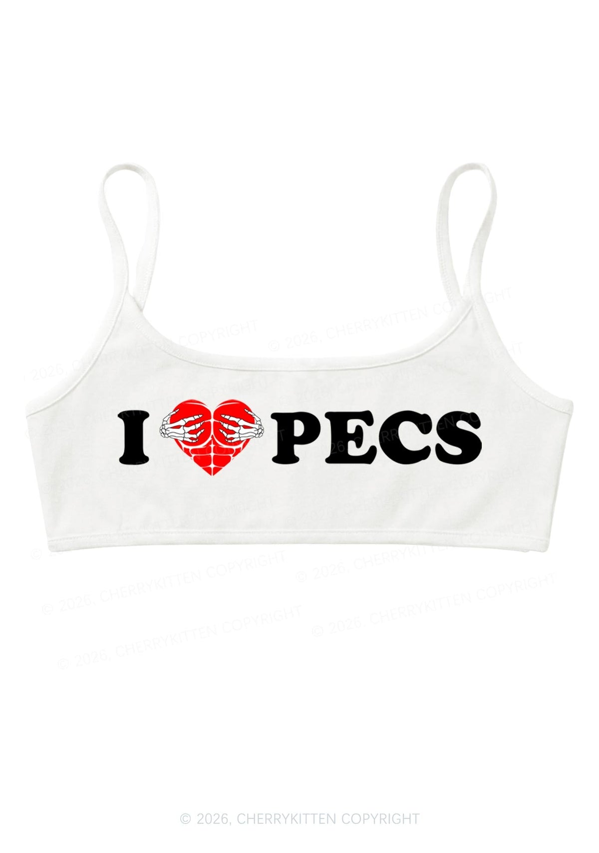 I Love Pecs Y2K Super Crop Cami Cherrykitten