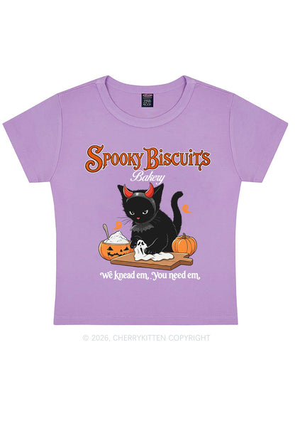 Halloween Black Cat Spooky Biscuits Y2K Baby Tee Cherrykitten