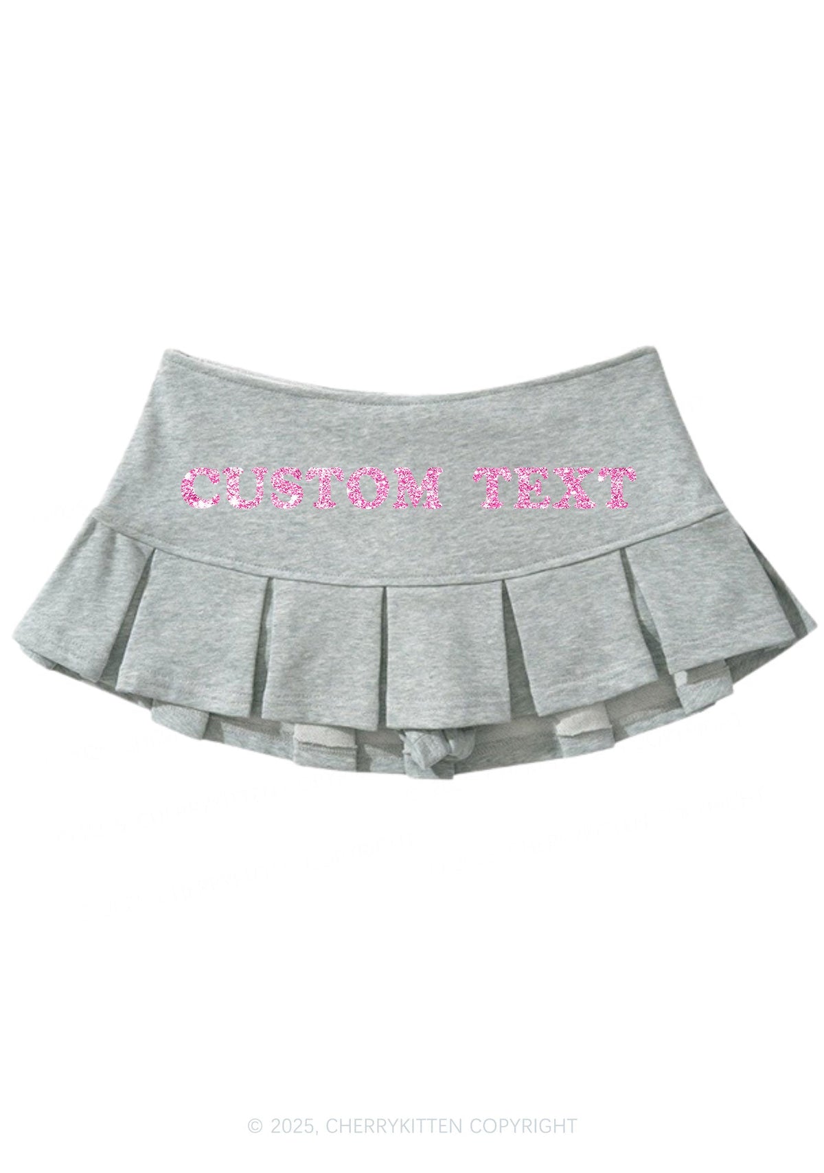 Custom Text Glitter Y2K Mini Pleated Skirts Cherrykitten