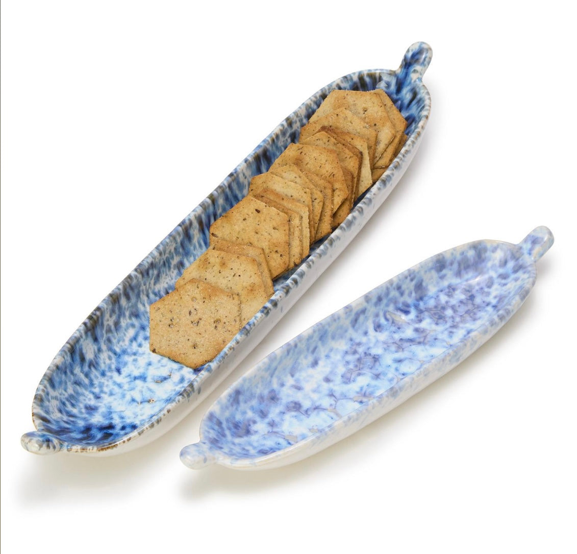 Set of Two Reactive Glaze Tidbit Servers