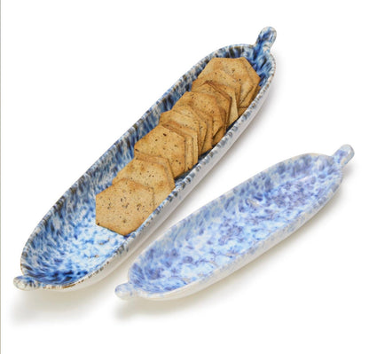 Set of Two Reactive Glaze Tidbit Servers
