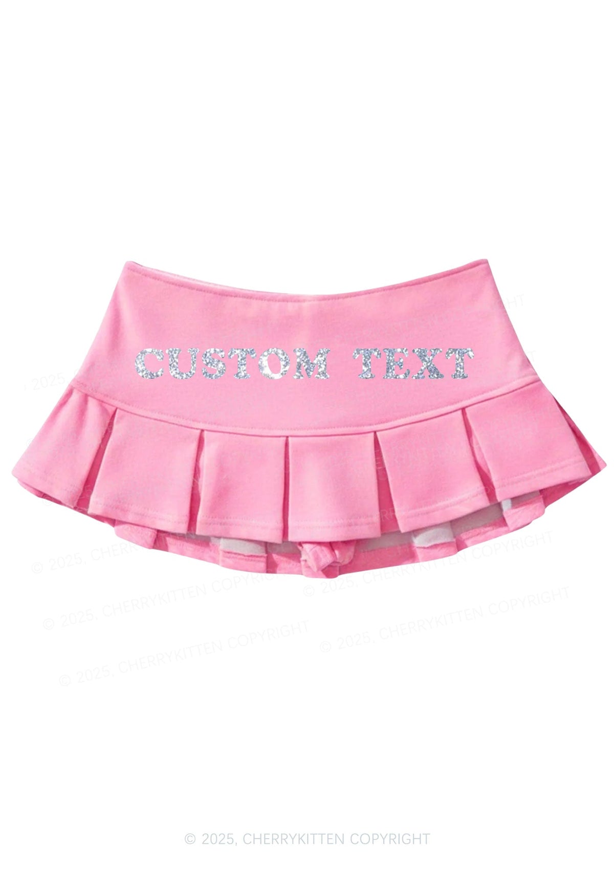Custom Text Glitter Y2K Mini Pleated Skirts Cherrykitten