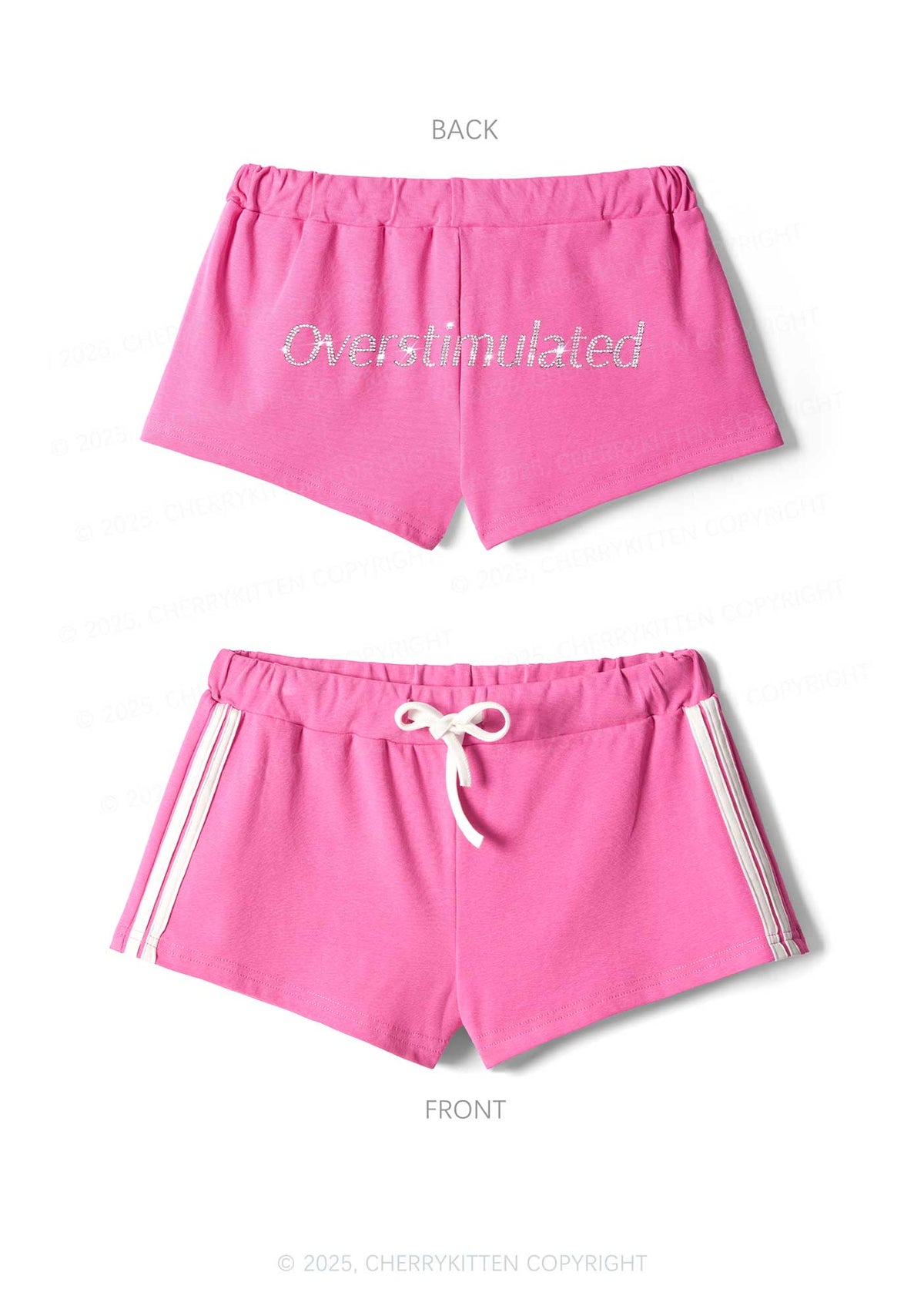 Rhinestone Overstimulated Y2K Drawstring Mini Shorts Cherrykitten