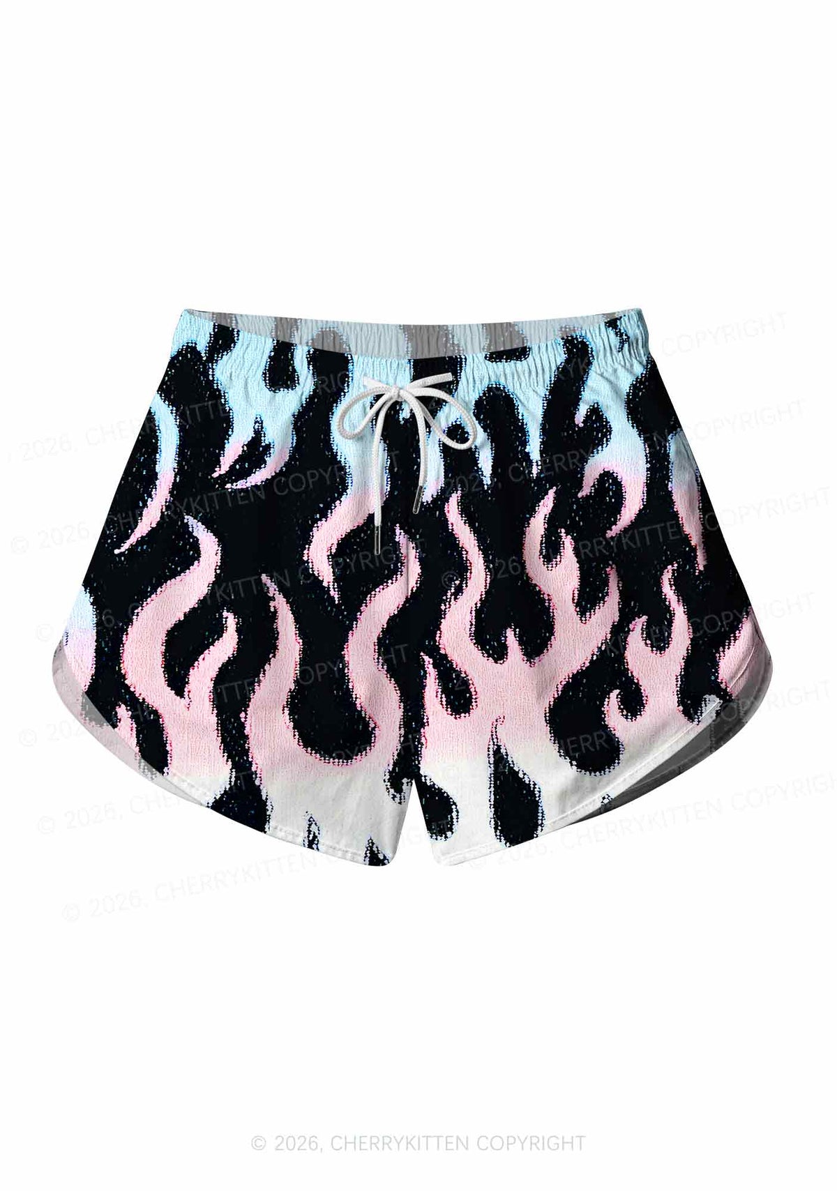 Trans Flame Pride Y2K Print Men Beach Shorts Cherrykitten