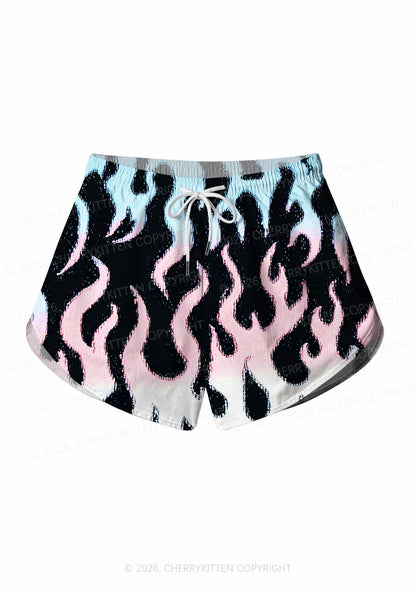 Trans Flame Pride Y2K Print Men Beach Shorts Cherrykitten