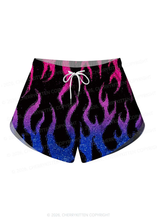 Bisexual Flame Pride Y2K Print Men Beach Shorts Cherrykitten
