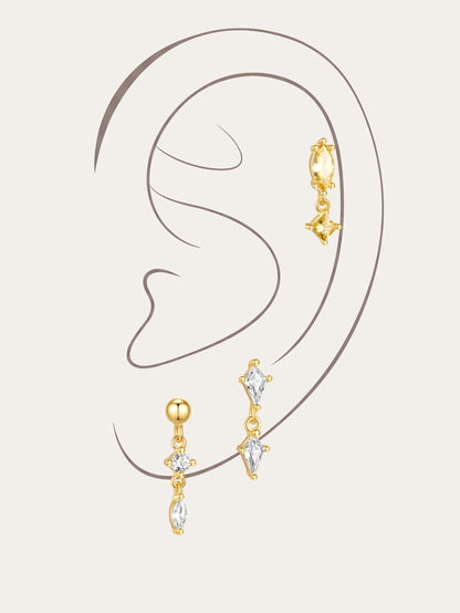 KOSINER 925 Sterling Silver Elegant Crystal Pendant Set