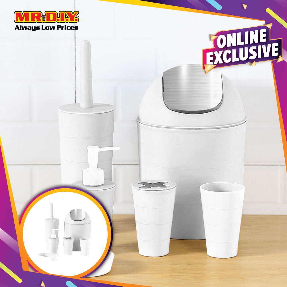 (MR.DIY) 6 in 1 Bathroom Toiletries Set White