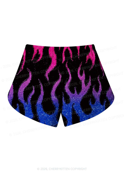 Bisexual Flame Pride Y2K Print Men Beach Shorts Cherrykitten