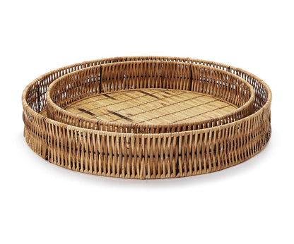 Round Bamboo Tray Set of Two