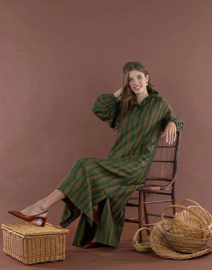 Long-Sleeve Poppy Maxi Tuscan Villa