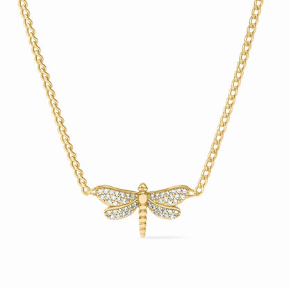 Dragonfly Delicate Necklace-Gold & Pave Clear Cubic Zirconia