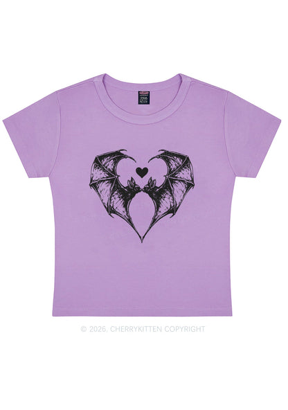 Halloween Bat Heart Y2K Baby Tee Cherrykitten