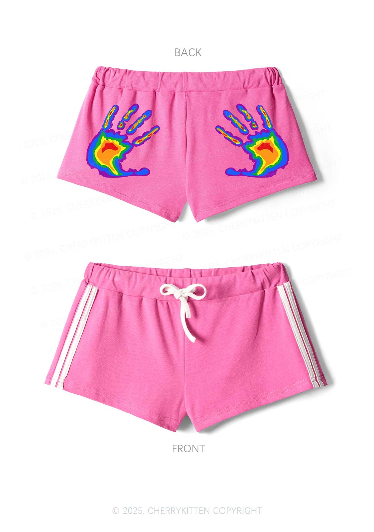 Thermal Hands Pride Y2K Drawstring Mini Shorts Cherrykitten