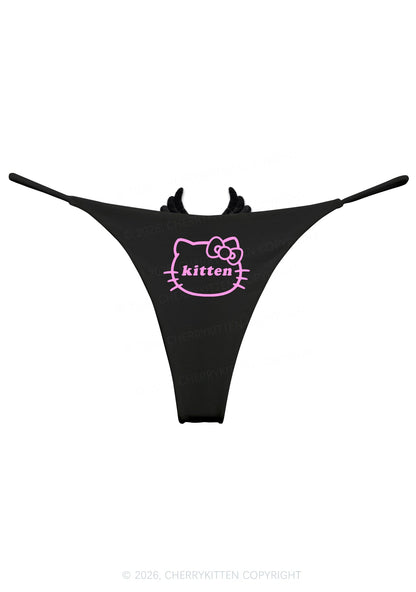 Cute Kitten Y2K Goth Angel Wings Bikini String Thong Cherrykitten