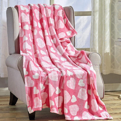 Valentine's Day Heart-Themed Throw Blanket – Ultra Plush, Soft, Cozy, and Luxurious Fleece, 50" x 60"